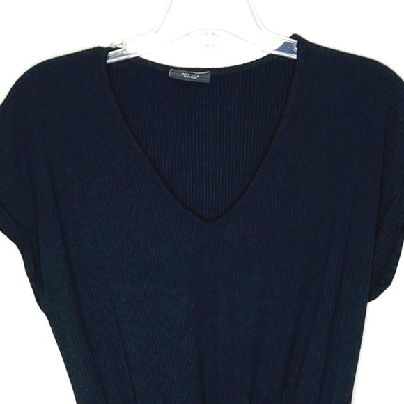 Vici Romper Womens Medium Black Ribbed Knit One Piece Shorts Comfy Minimalist - Picture 4 of 6